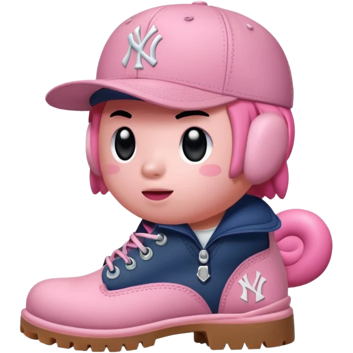 Kirby with timberland boots and a new york Yankee cap emoji