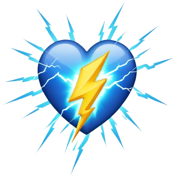The lightning that strikes the heart, animated. emoji