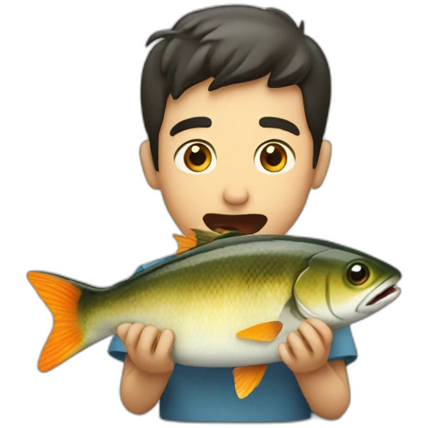 somebody eating a fish alive emoji