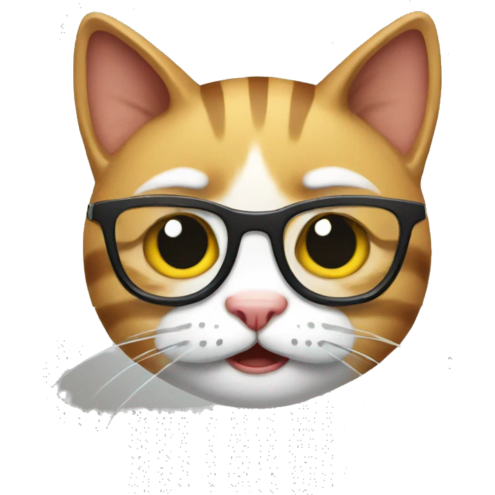Angry cat with glasses and smile emoji