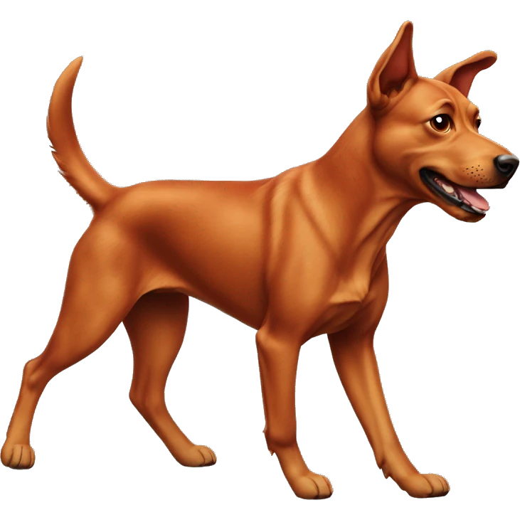 realistic solid red dog with pointed ears running emoji