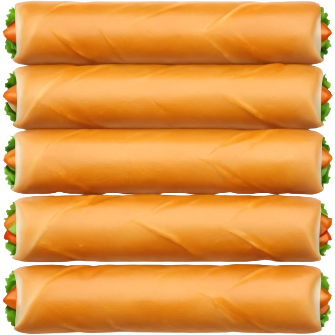 Can you make them more translucent (white-ish because they are made of rice paper) and organise them in two rows of 5 rolls? emoji