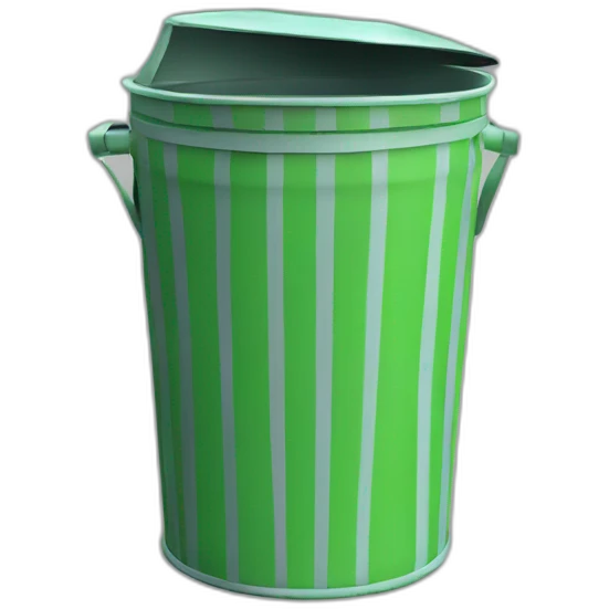 light Green Metal Trash Can With Green LID and Grey Stripes emoji