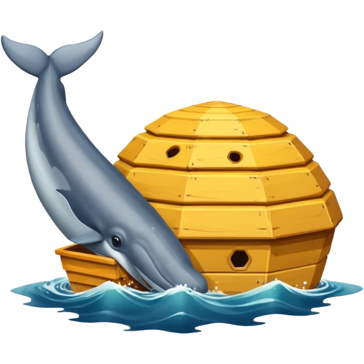 A bee hive chasing a whale in ovean emoji