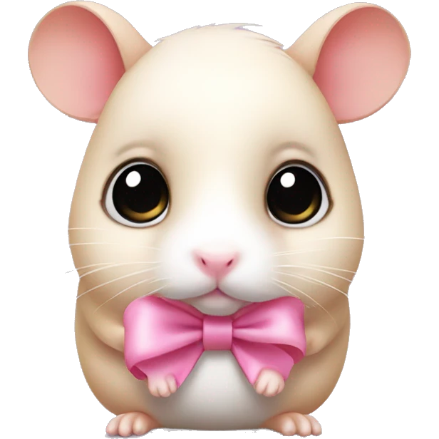 cute little hamster with big eyes and pink bow on the head emoji