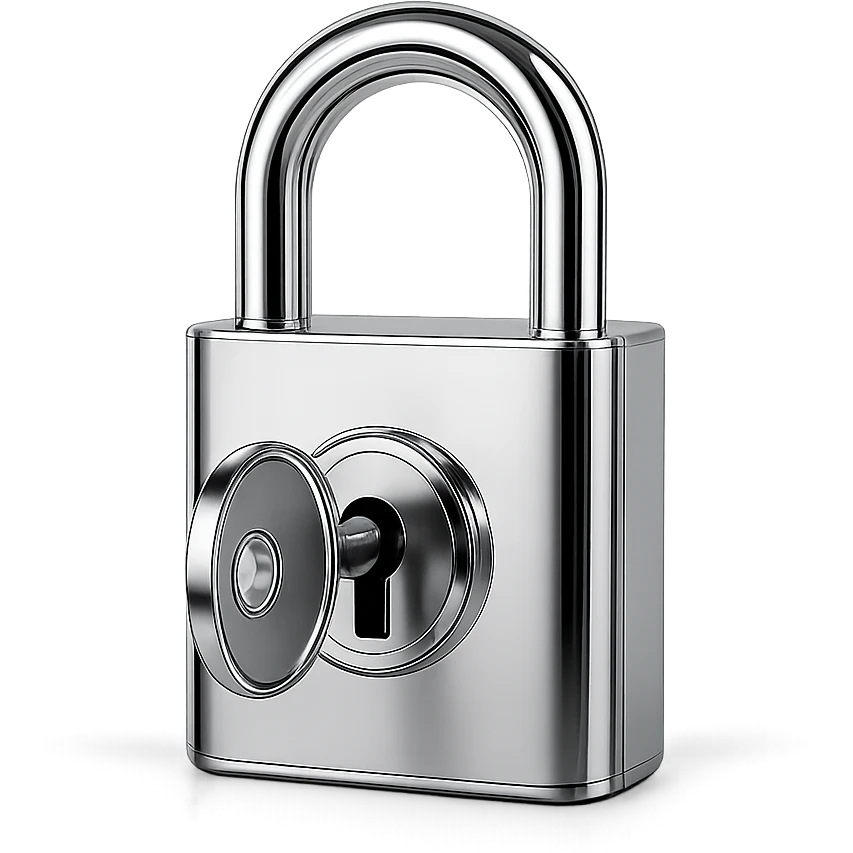 Closed padlock with a key inserted into it emoji