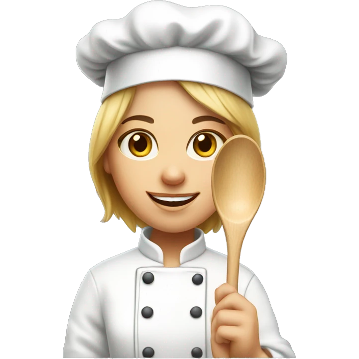 white chef girl with wooden spoon emoji