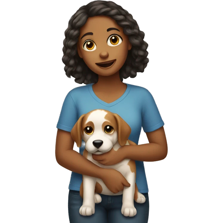 Girl holding dog emoji
