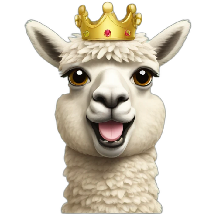 An alpaca with a crown drinking beer  emoji
