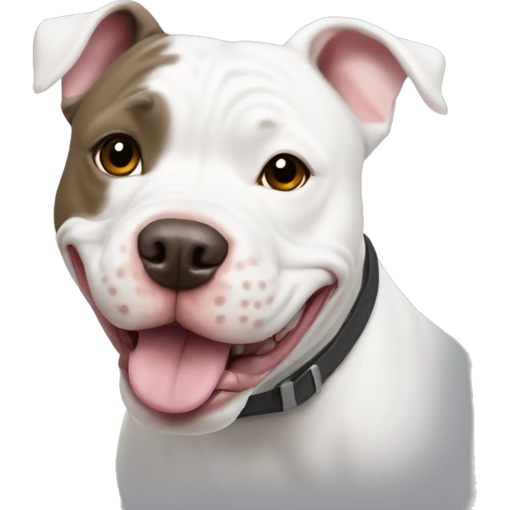 White Pitbull bulldog mix smiling emoji