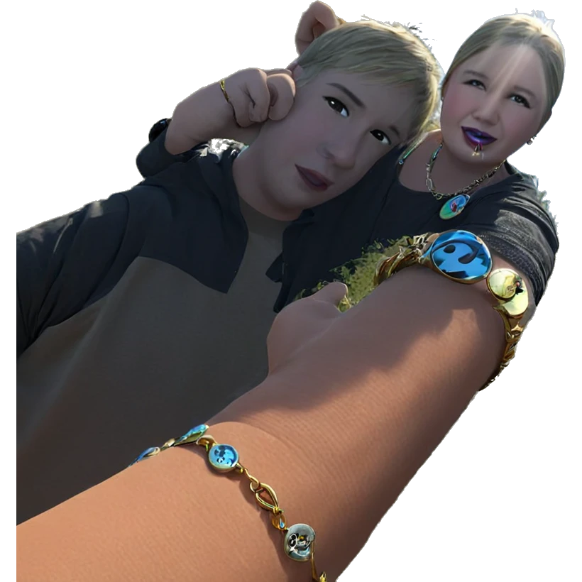 boy in nature with jewelry emoji