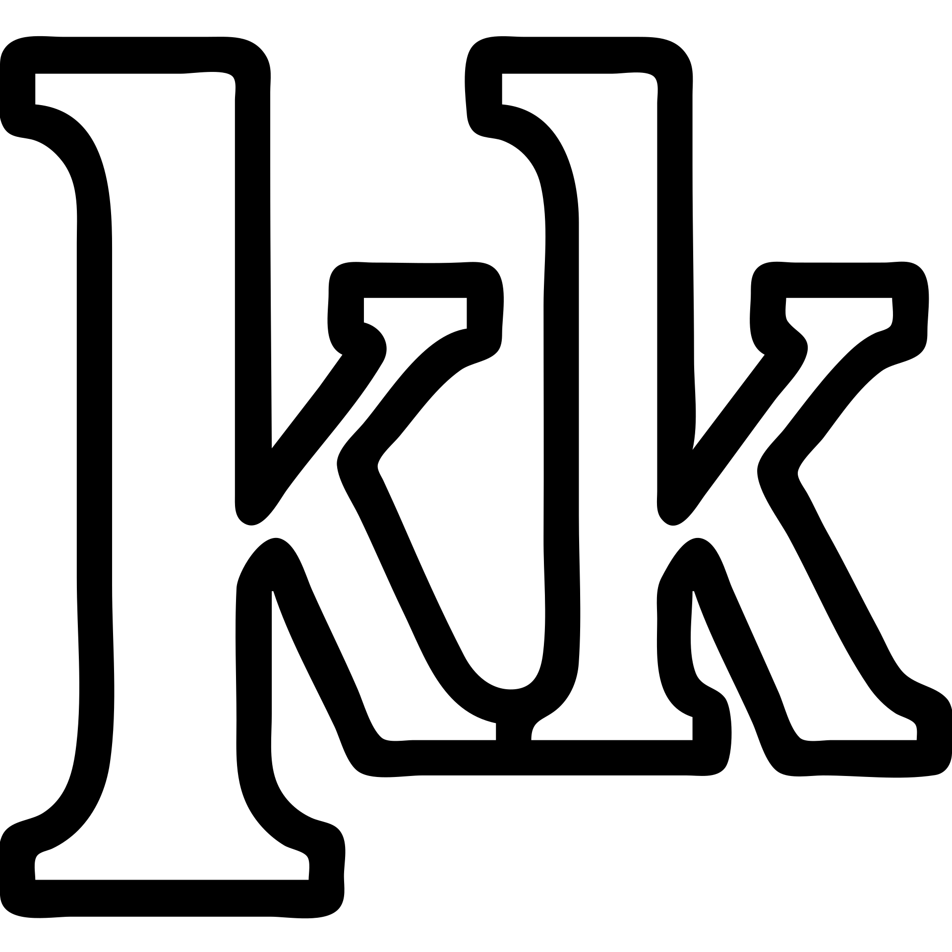 A black and white logo featuring the letters 'kk' with a vintage design. emoji