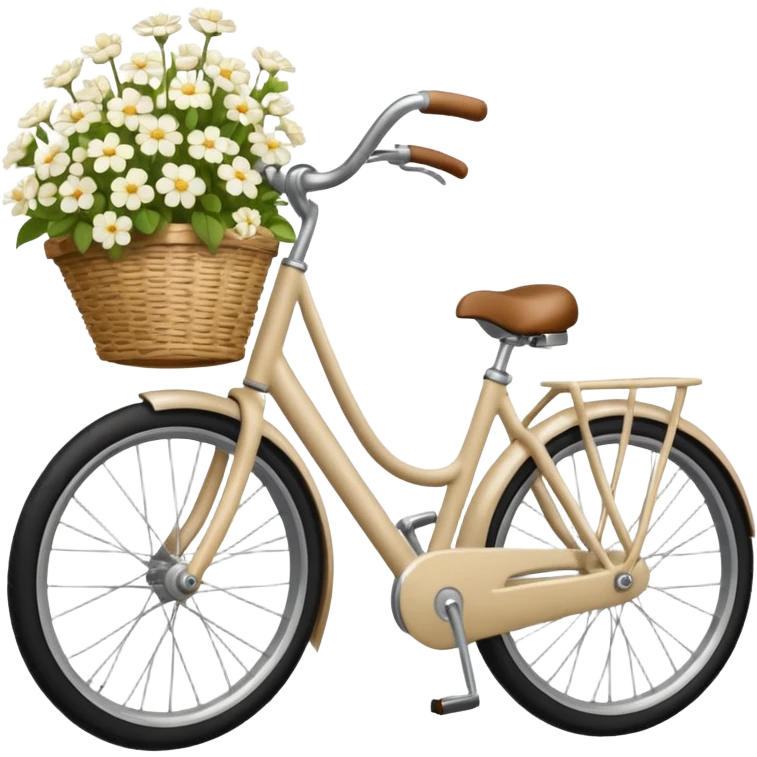 realistic light beige bicycle with basket of white  emoji
