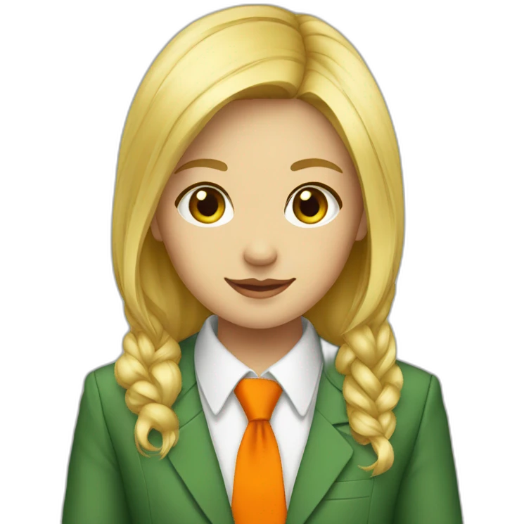 Blonde_girl_in_green_orange_conselor_tie emoji
