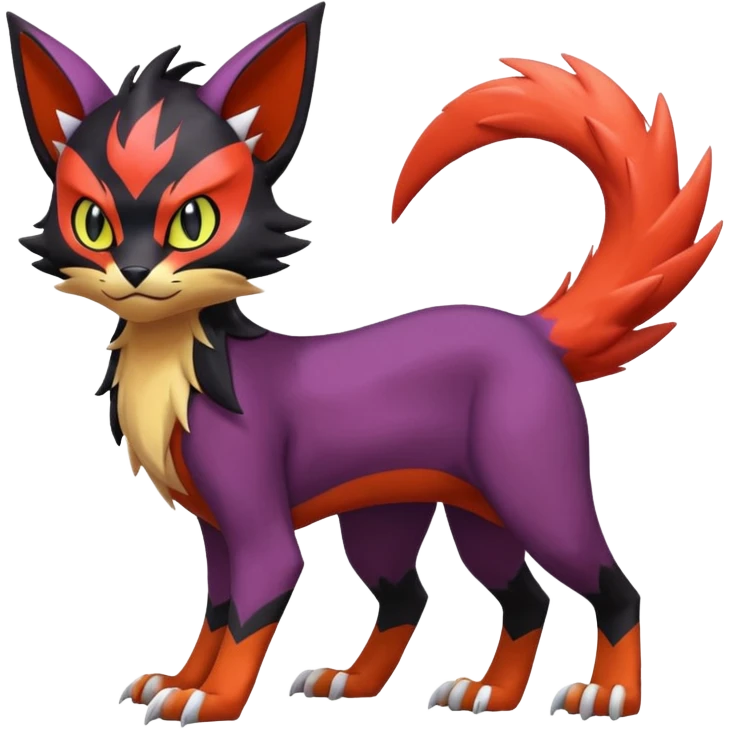 Liepard-Noivern-Litten-Sprigatito-Pokémon-fusion-creature (full body) emoji