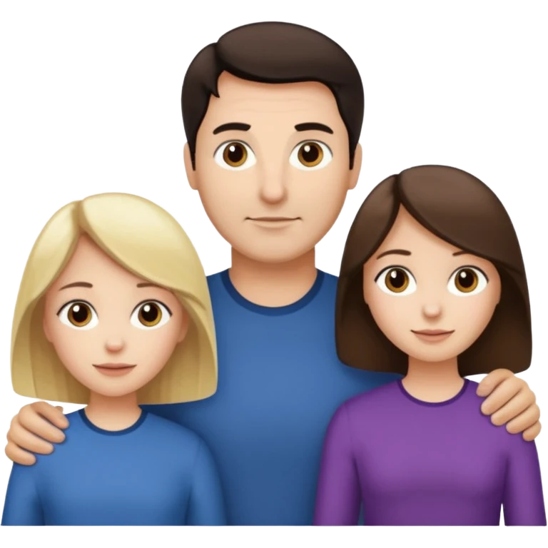 Familia : Hombre pelo oscuro, Mujer pelo cafe, hija mayor pelo mono , hija menor pelo oscuro. emoji