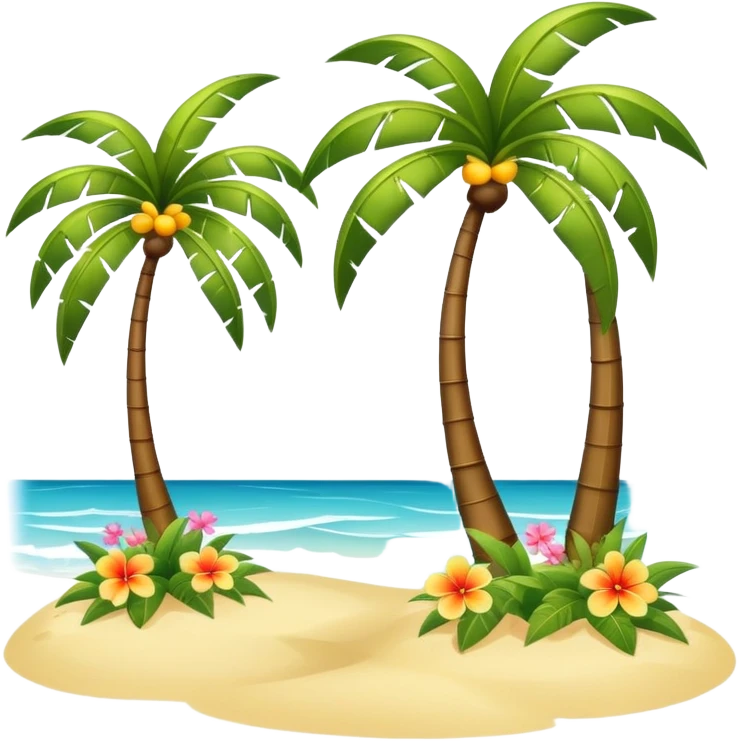 warm summer breeze blowing through beach palm trees and flowers emoji