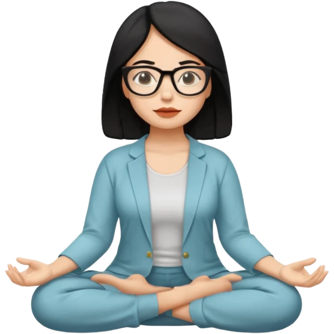 A Mexican woman with black hair and big square glasses meditating  emoji