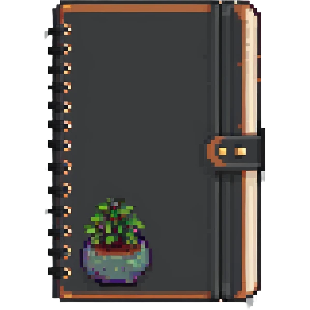 notebook planner, pixel art style emoji