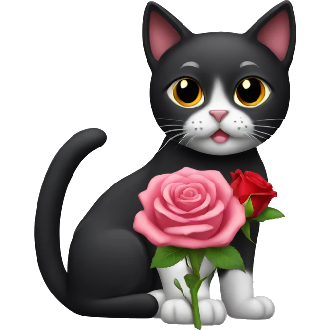 Black cat with a rose emoji  emoji