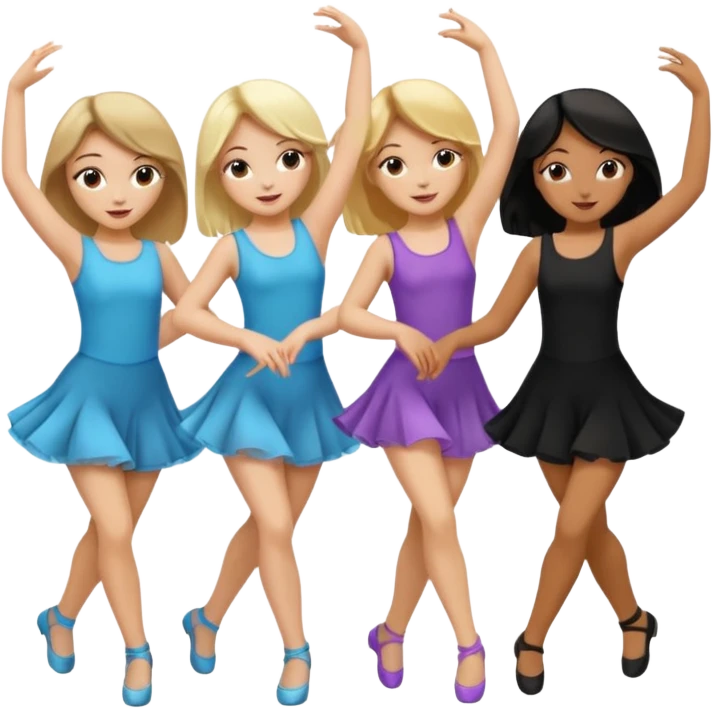 Emoji of 3 Girls dancing one with blonde hair, one tan skin with brown hair and one with black  hair ONLY ONE IS BLONDE emoji