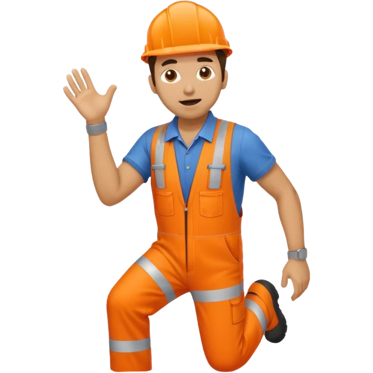 engineer hi-vis orange overalls trips emoji