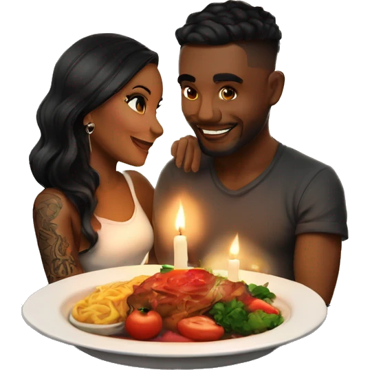 romantic candle light dinner for beautiful tattooed couple emoji