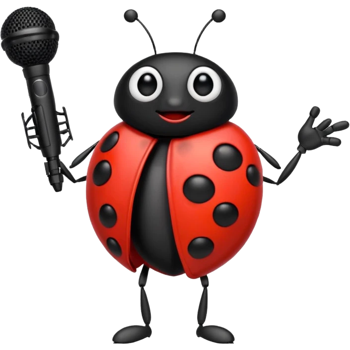 Ladybug singing with a microphone emoji
