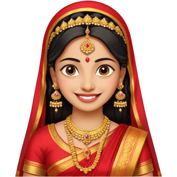 South indian bride getup, smiley face. emoji