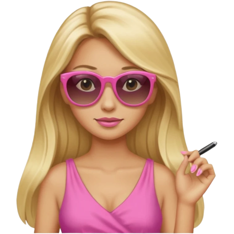 dior women with long blonde hair, pink dress, wear sun glasses emoji