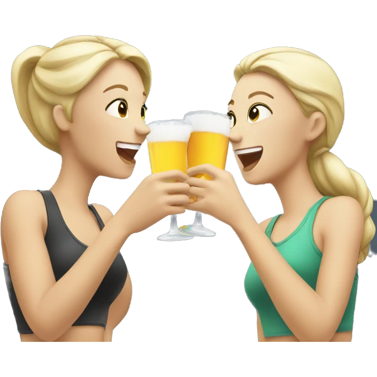 Two white girls cheering drink emoji