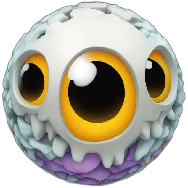 3d sphere with a cartoon colorful repeater Skeleton Horse skin texture with dragon eyes emoji