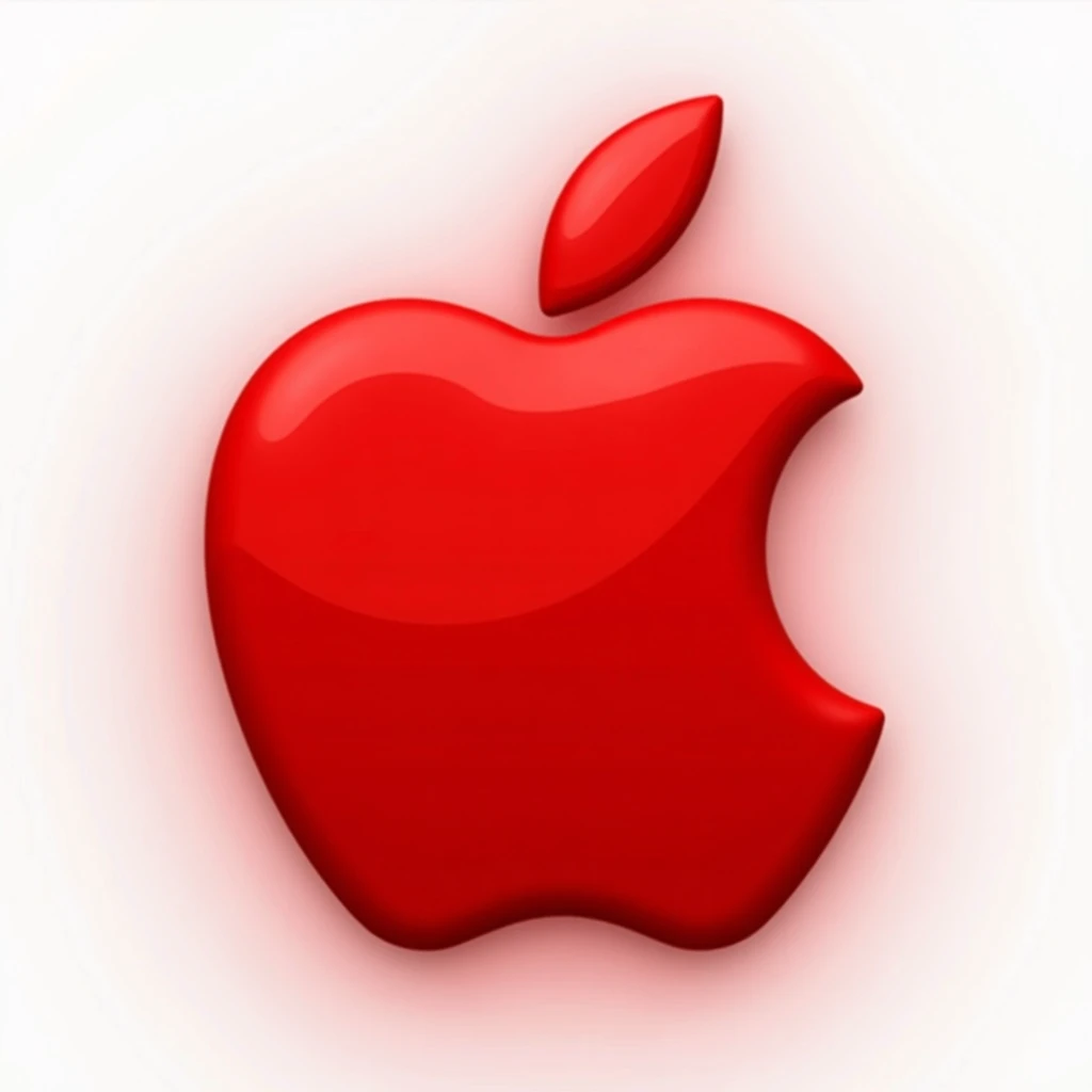 realistic shiny red apple icon in skeuomorphism style with subtle shadows and highlights emoji