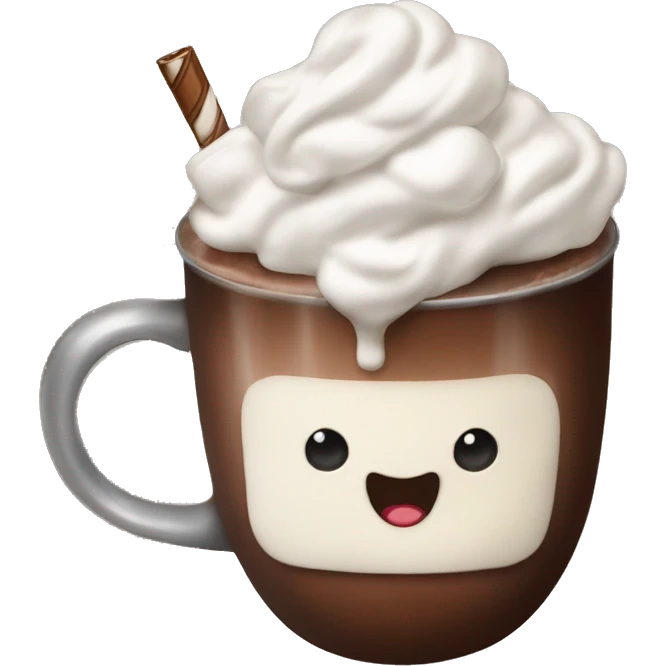Hot chocolate with marshmallows and whipped cream emoji