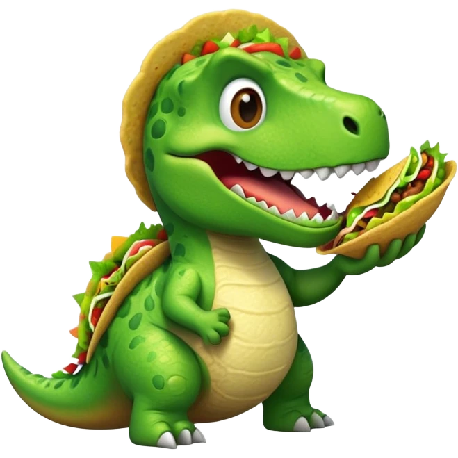 An dinosaur having tacos emoji