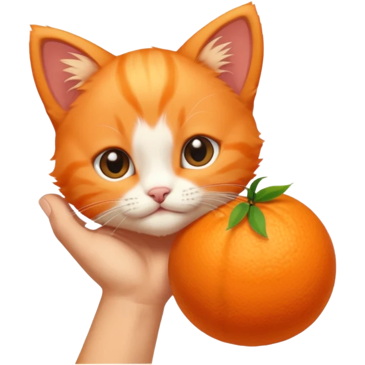 hand petting orange kitten on the head emoji
