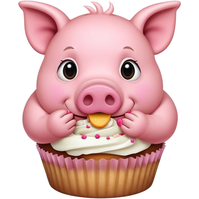 Pig eating cupcakes emoji
