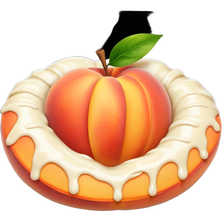 White cream drenched on a peach on a black couch emoji