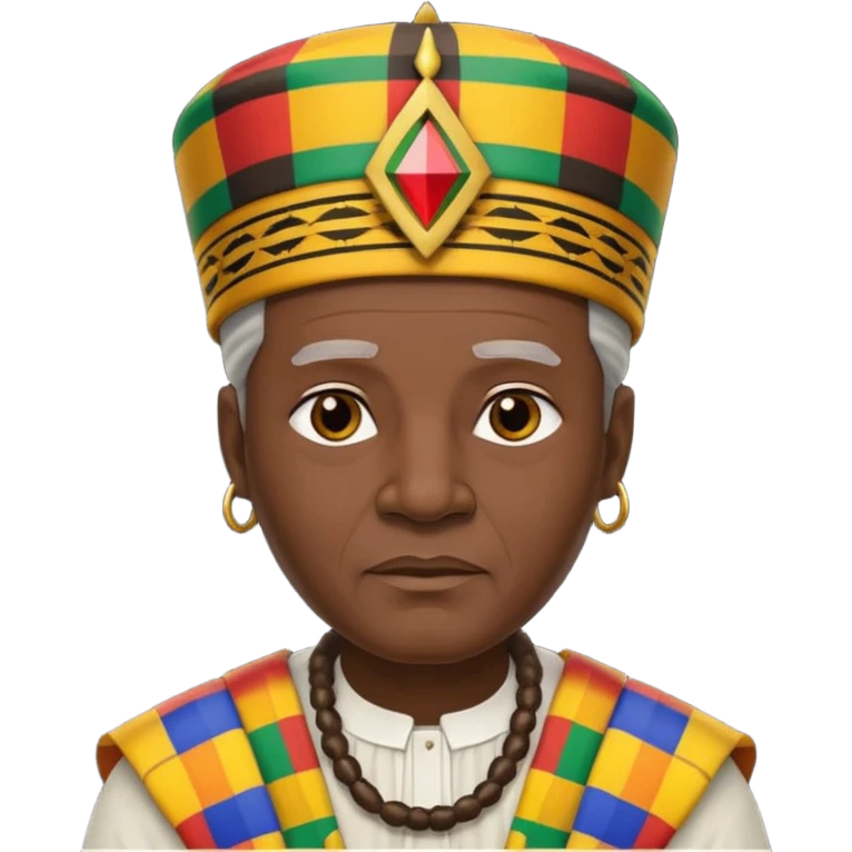 Create an emoji of an old African king wearing kente cloth, white shirt and kufi hat emoji