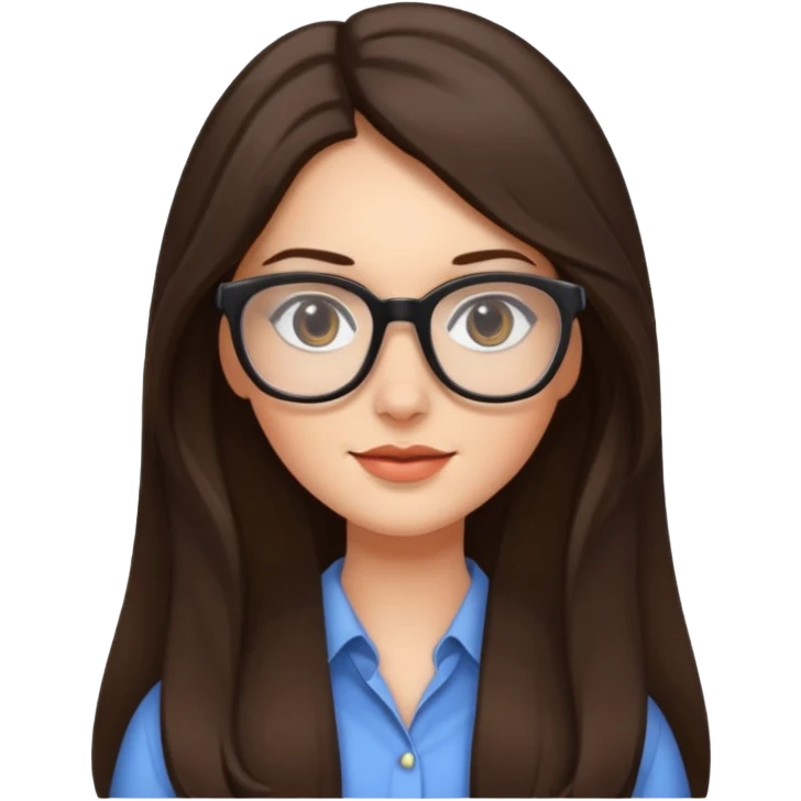 Pretty brunette long haired woman with glasses emoji