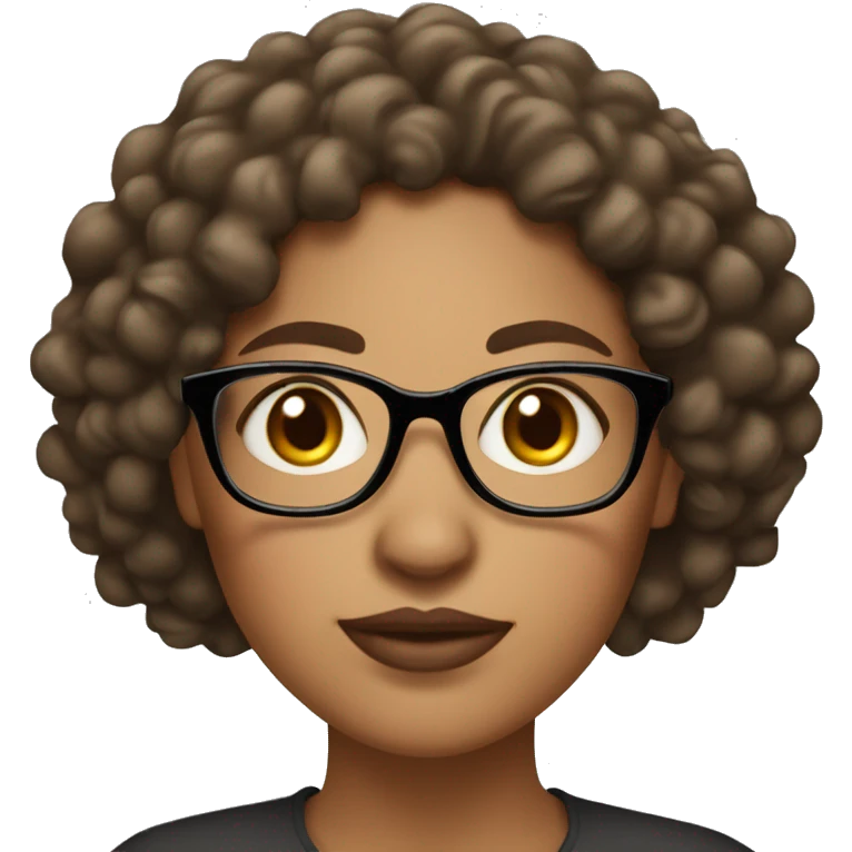 Light skinned woman with a mole on by her lip with curly hair. Brown skin woman with glasses.  emoji