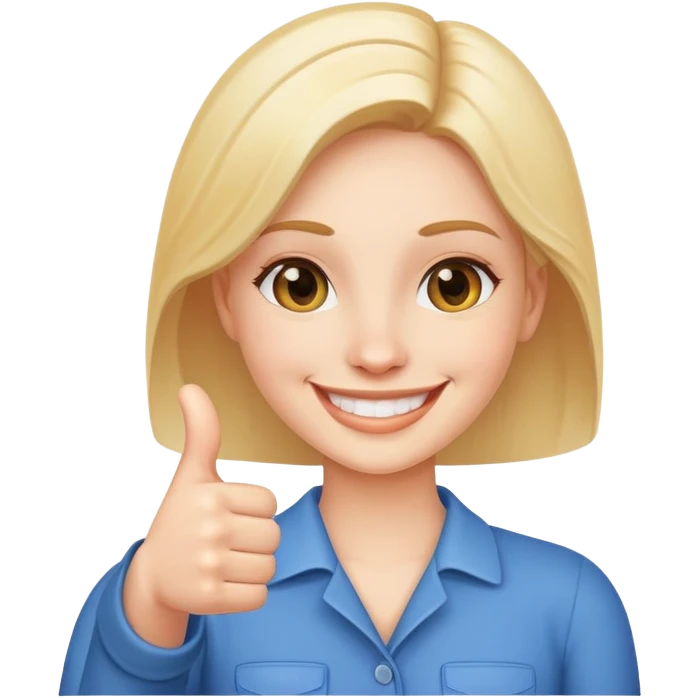 Woman smiling with thumbs up emoji