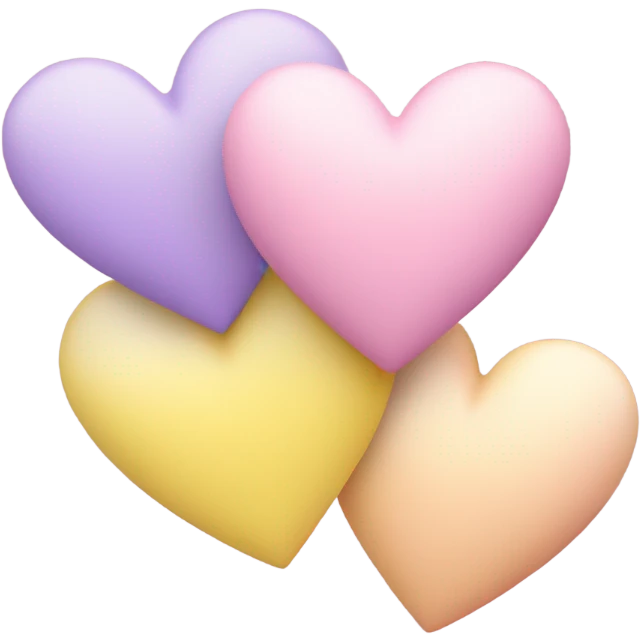 Three pastel hearts- pink yellow purple emoji