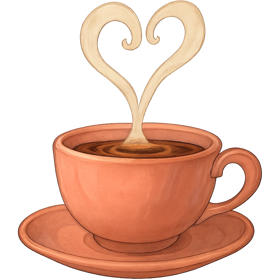 Remove the background, keep the pink mocha with steam forming a heart, cute and inviting in Ghibli style with no background. emoji