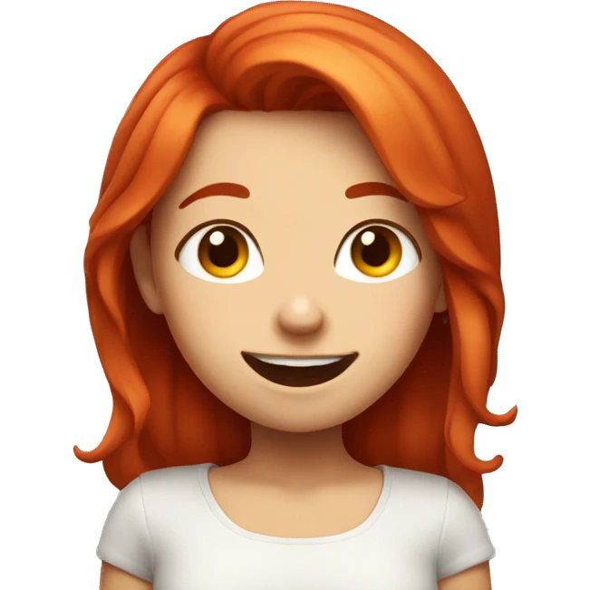 winking girl with red hair who is also blushing emoji