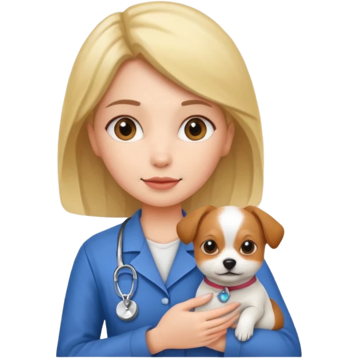 a woman vet holding a small dog emoji