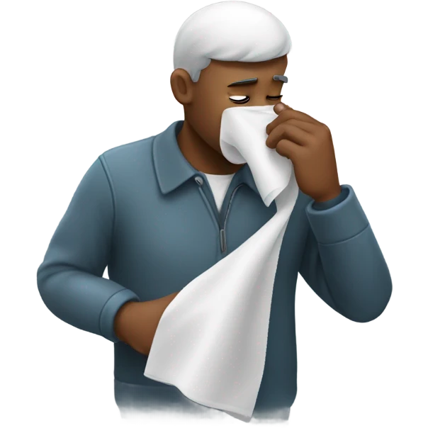 Man wiping his nose with his fibget emoji