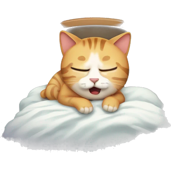 Crying cat in bed emoji