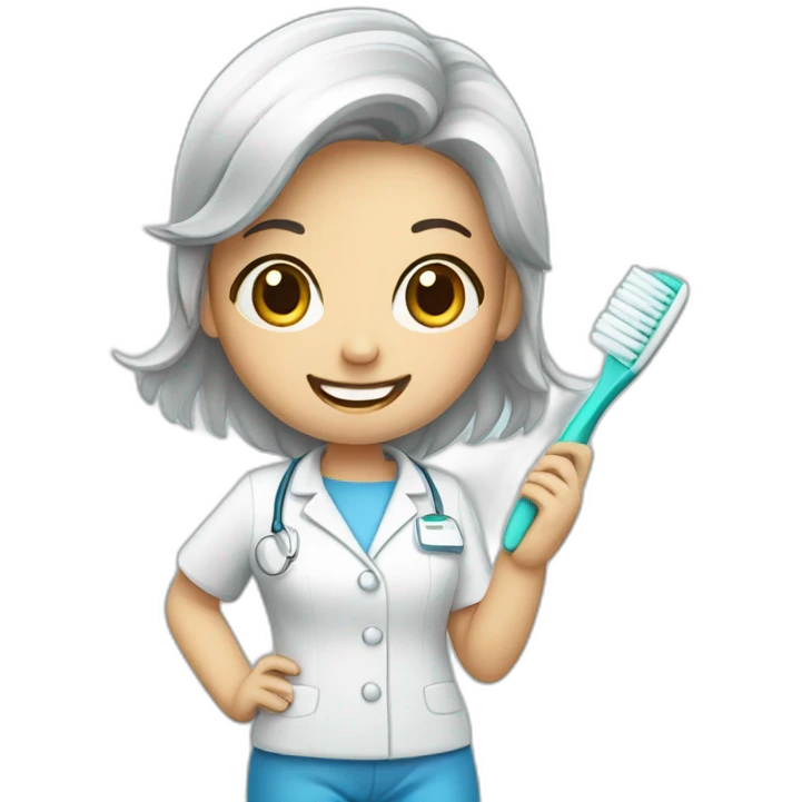 dentist girl with a toothbrush in his hand emoji