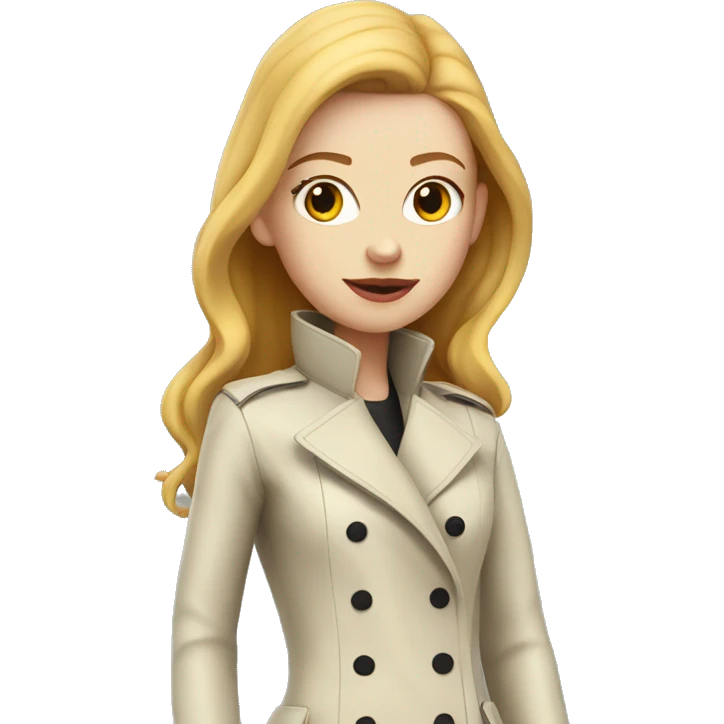White ginger Girl in a long latex trench emoji